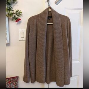 Saks Fifth Avenue Cashmere Cardigan SZ L Taupe
